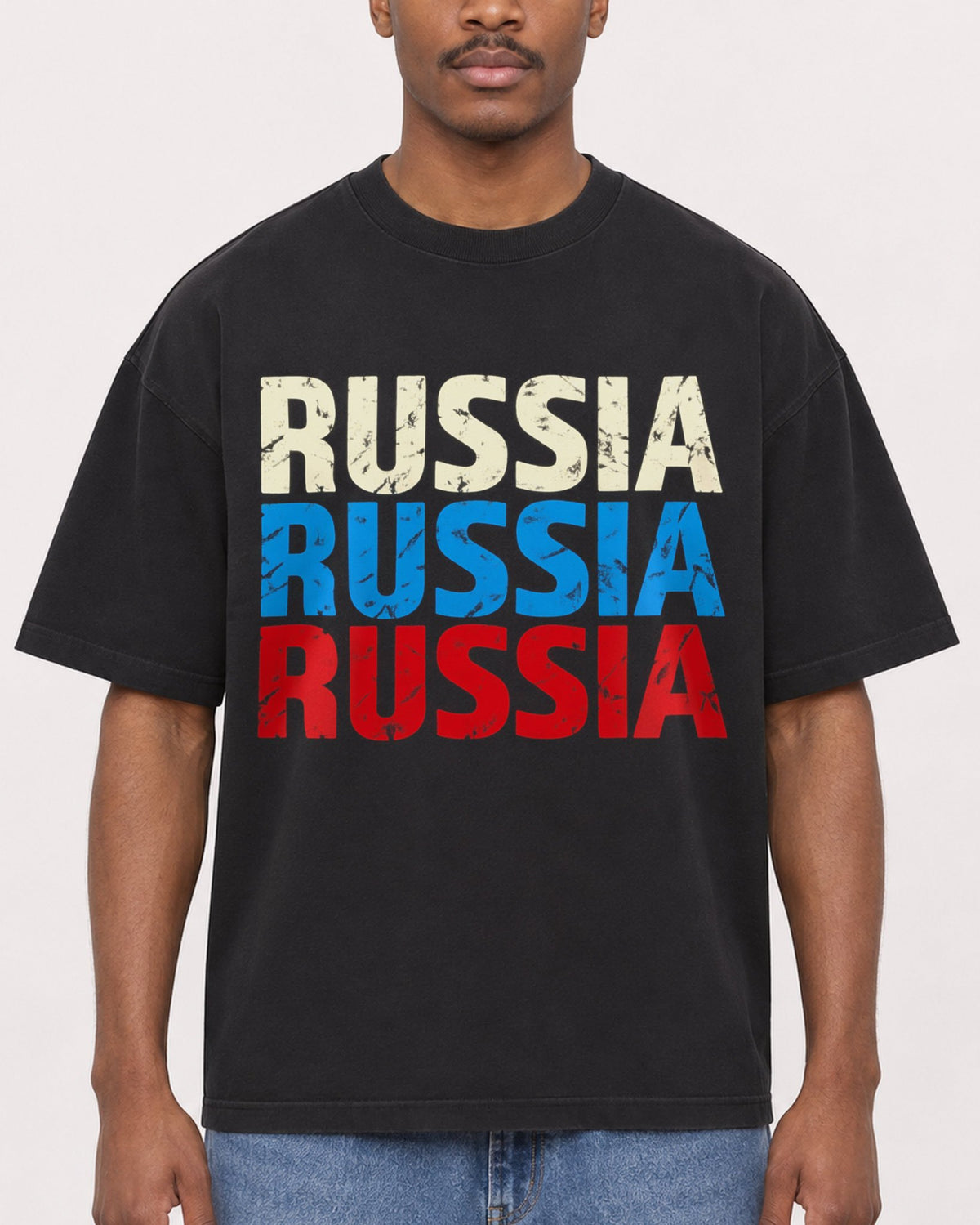 Mockup Boxy Heavyweight Tee Black male close-up 14