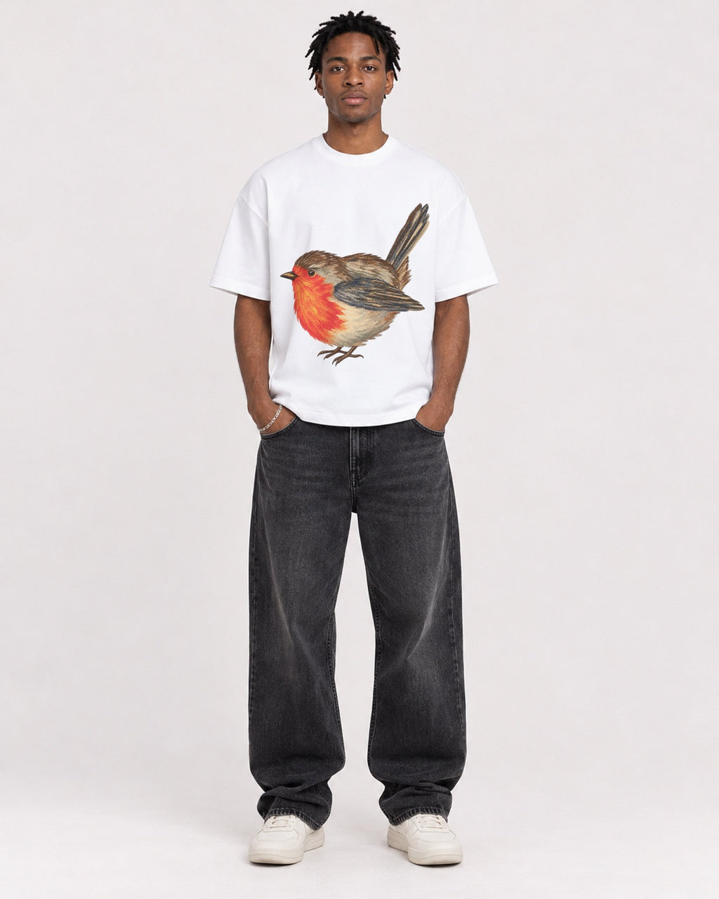 Mockup Boxy Heavyweight Tee White male full-body 05