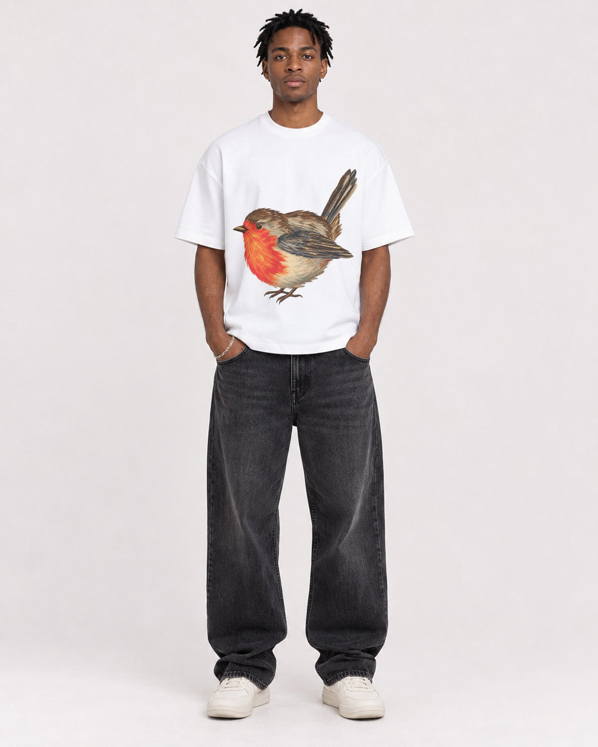 Mockup Boxy Heavyweight Tee White male full-body 05