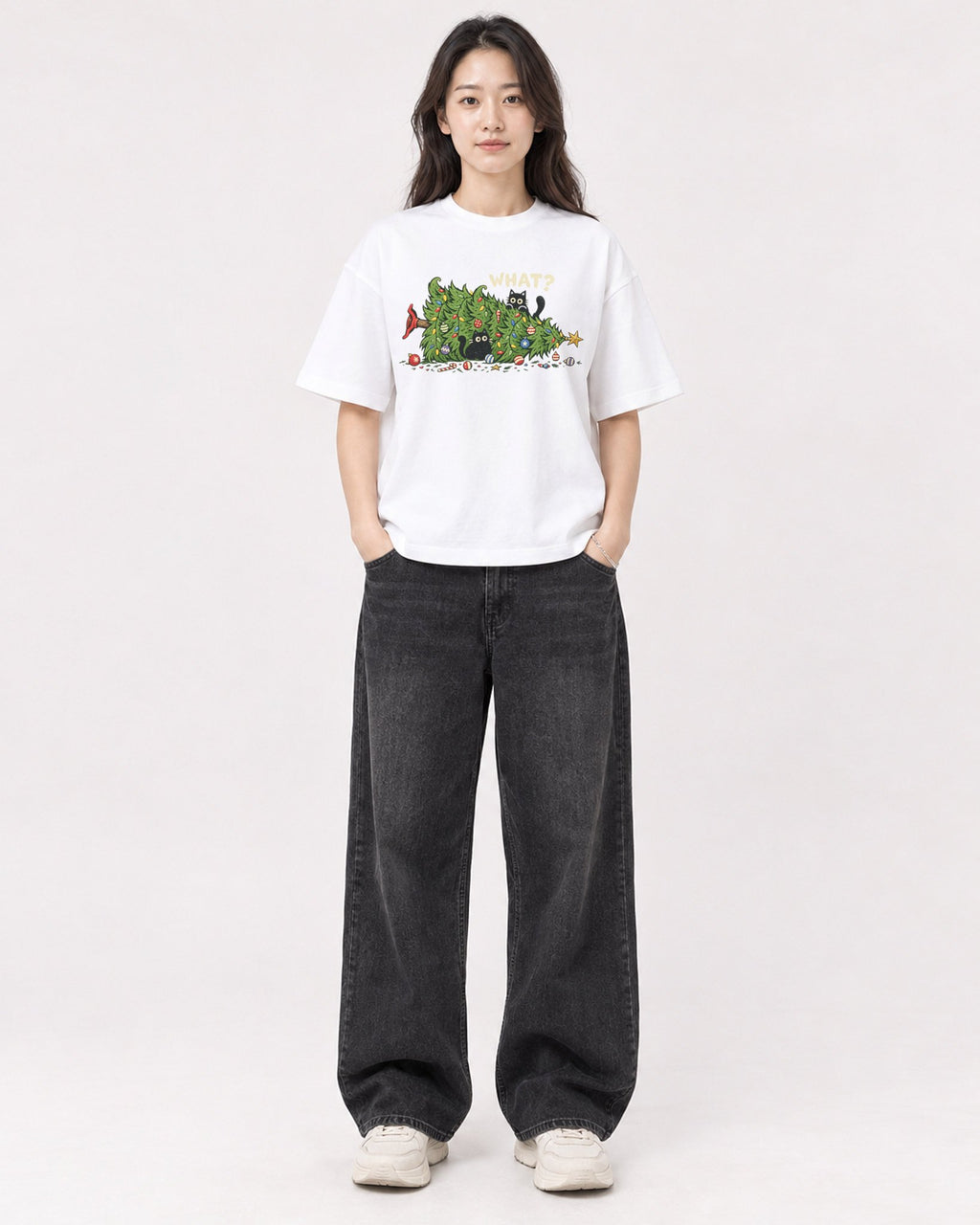 Mockup Boxy Heavyweight Tee White female full-body 03