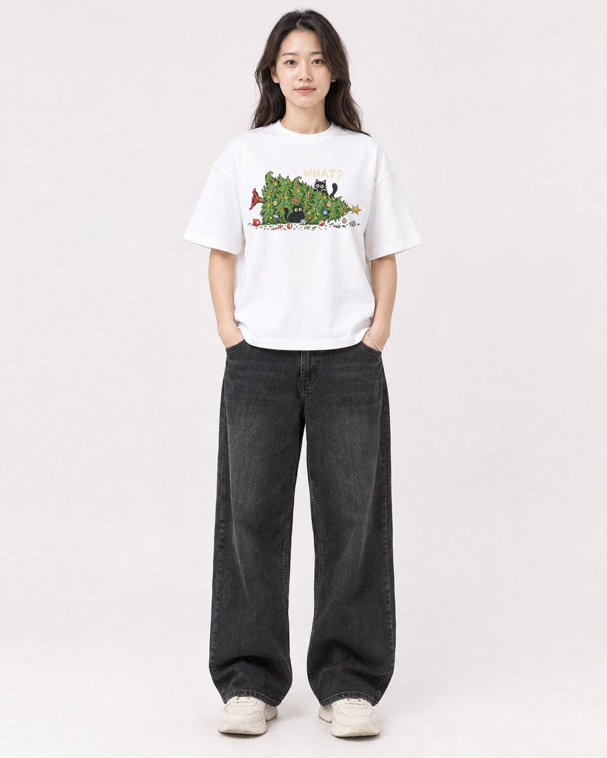 Mockup Boxy Heavyweight Tee White female full-body 03