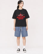 Mockup Boxy Heavyweight Tee Black female full-body 21