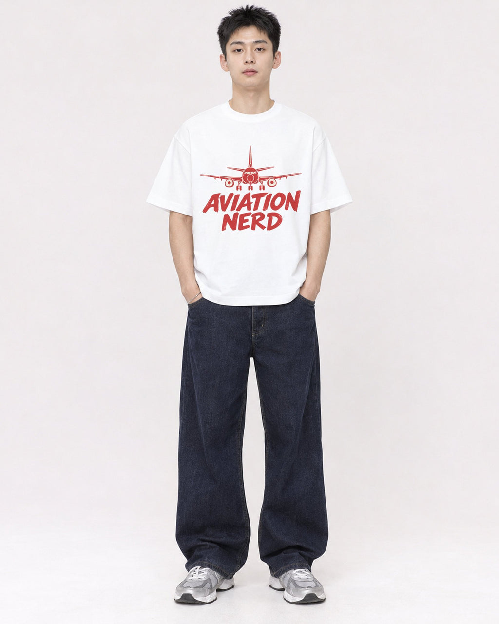 Mockup Boxy Heavyweight Tee White male full-body 21