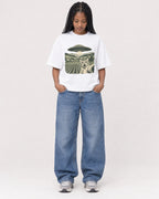 Mockup Boxy Heavyweight Tee White female full-body 45