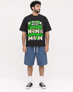 Mockup Boxy Heavyweight Tee Black male full-body 07