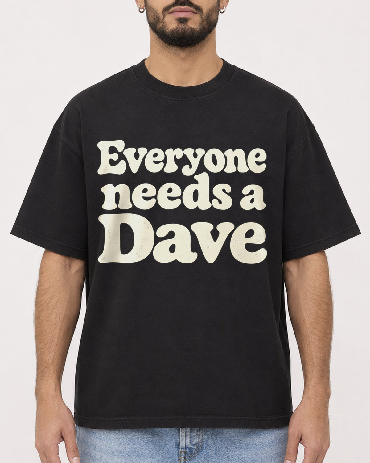 Mockup Boxy Heavyweight Tee Black male close-up 37