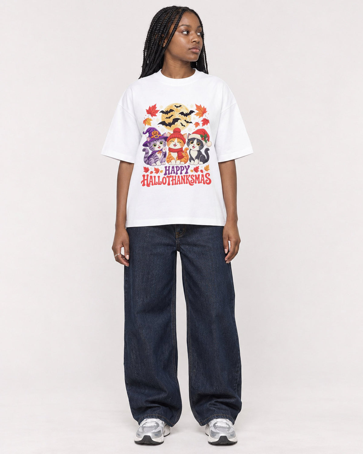 Mockup Boxy Heavyweight Tee White female full-body 04