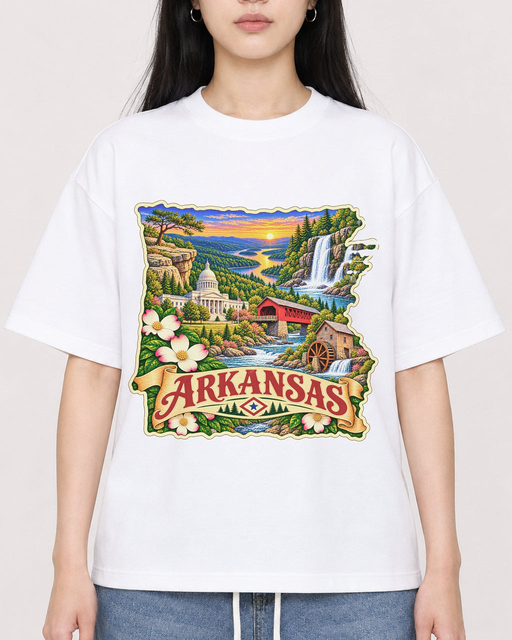 Mockup Boxy Heavyweight Tee White female close-up 01