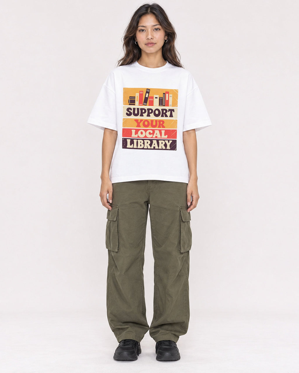 Mockup Boxy Heavyweight Tee White female full-body 02