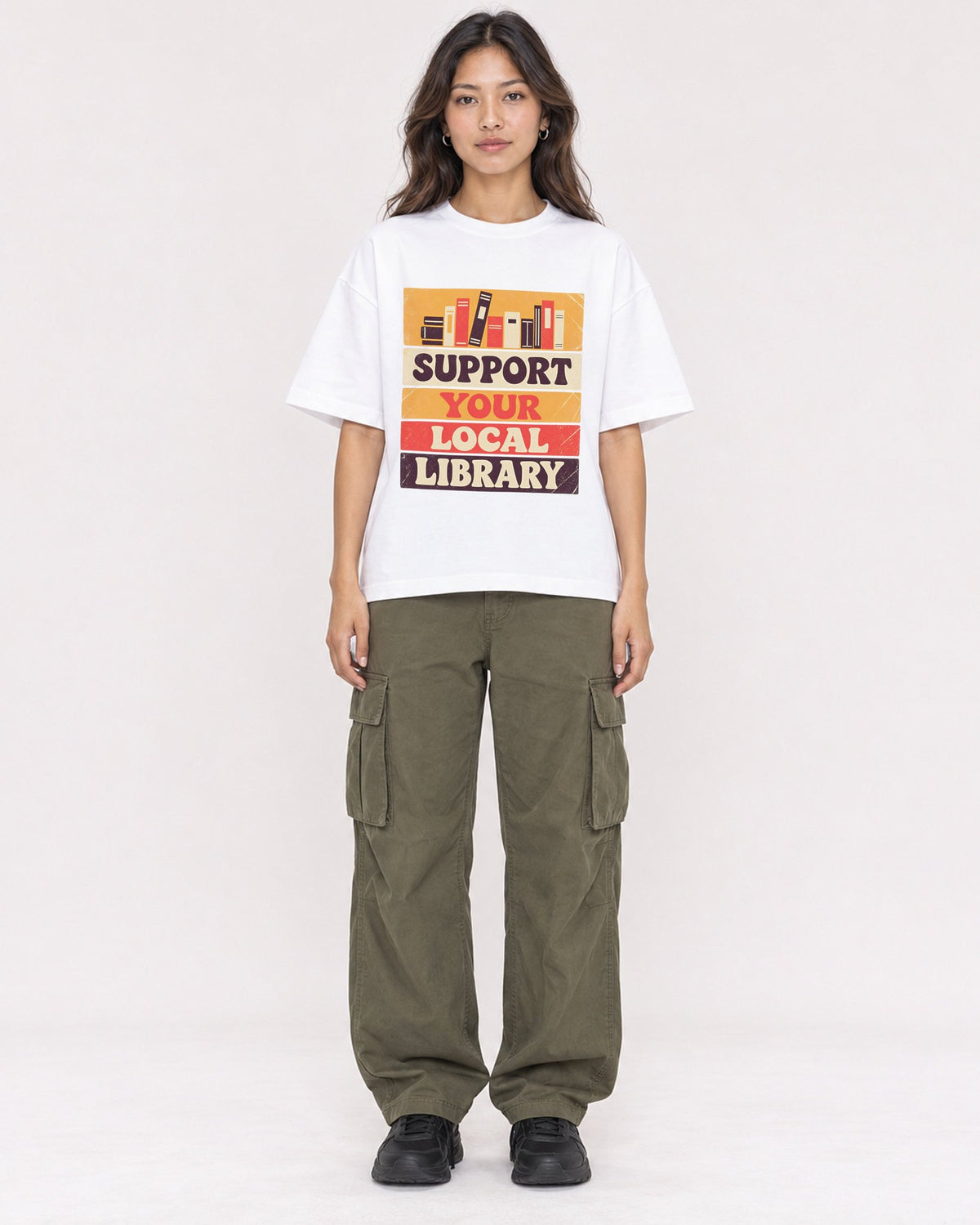 Mockup Boxy Heavyweight Tee White female full-body 02