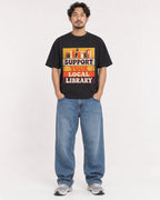 Mockup Boxy Heavyweight Tee Black male full-body 02