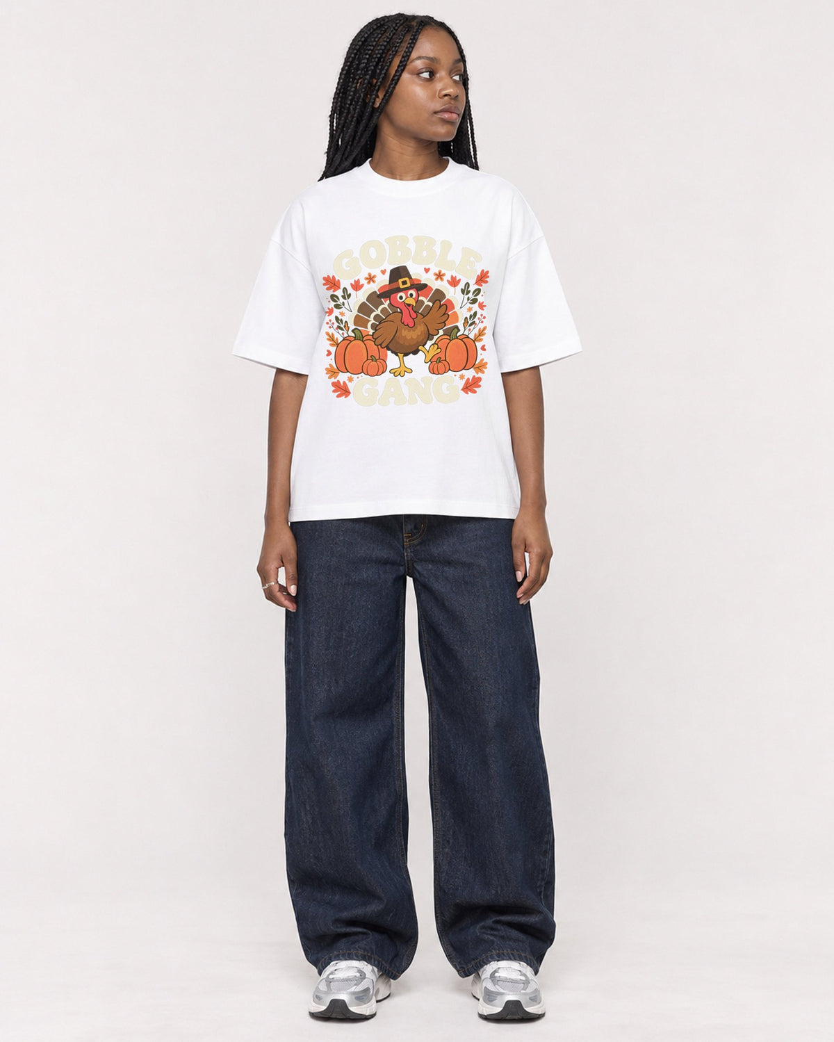 Mockup Boxy Heavyweight Tee White female full-body 04