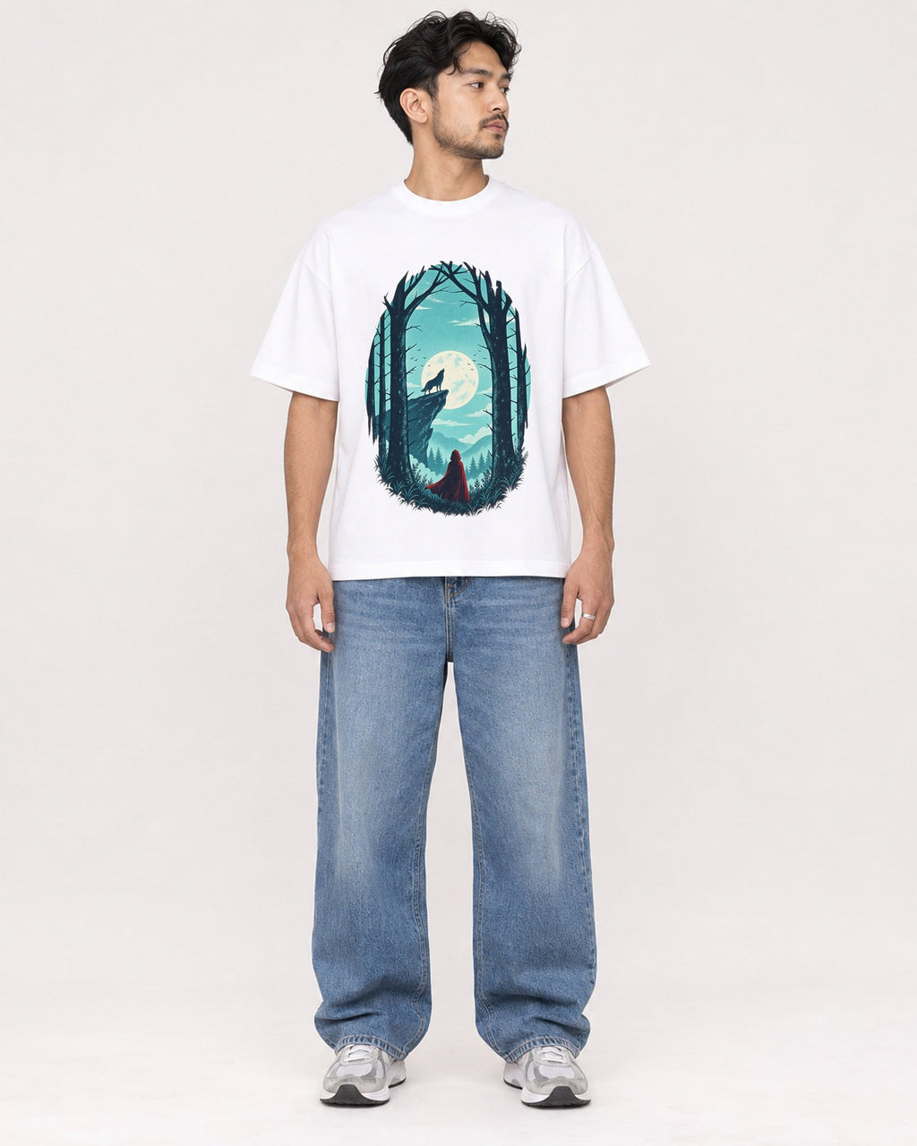 Mockup Boxy Heavyweight Tee White male full-body 02