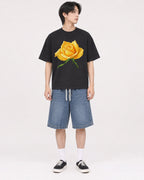 Mockup Boxy Heavyweight Tee Black male full-body 11