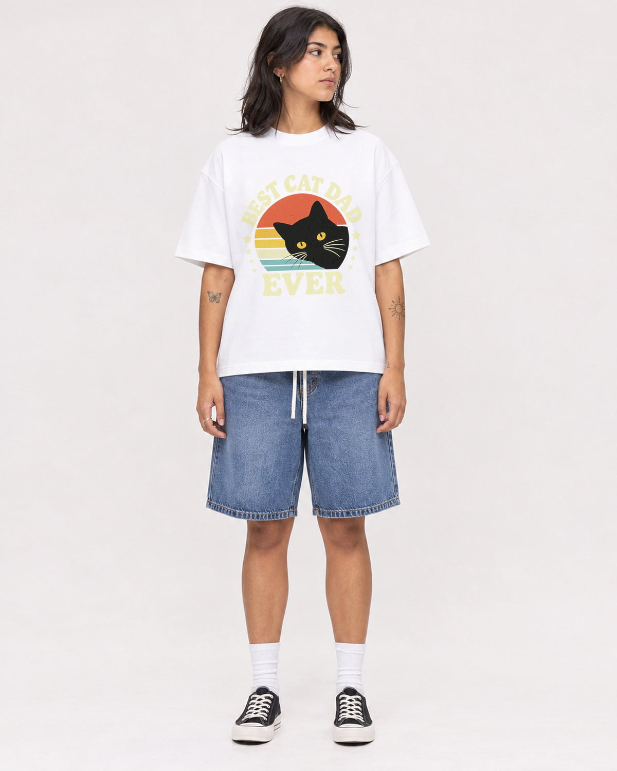 Mockup Boxy Heavyweight Tee White female full-body 36