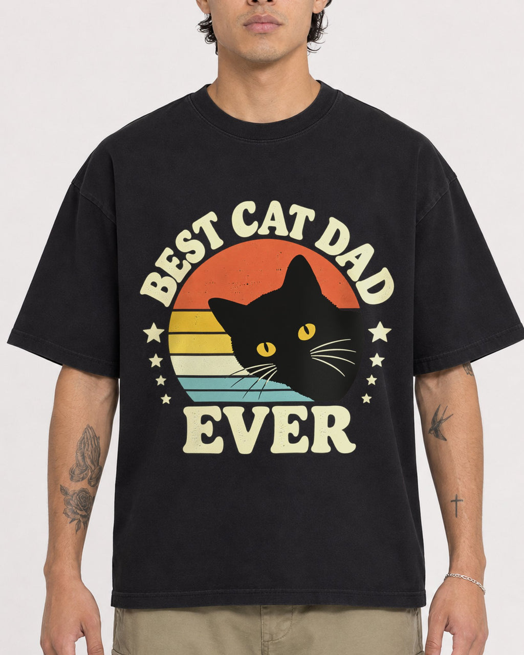 Mockup Boxy Heavyweight Tee Black male close-up 36