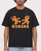 Mockup Boxy Heavyweight Tee Black male close-up 45