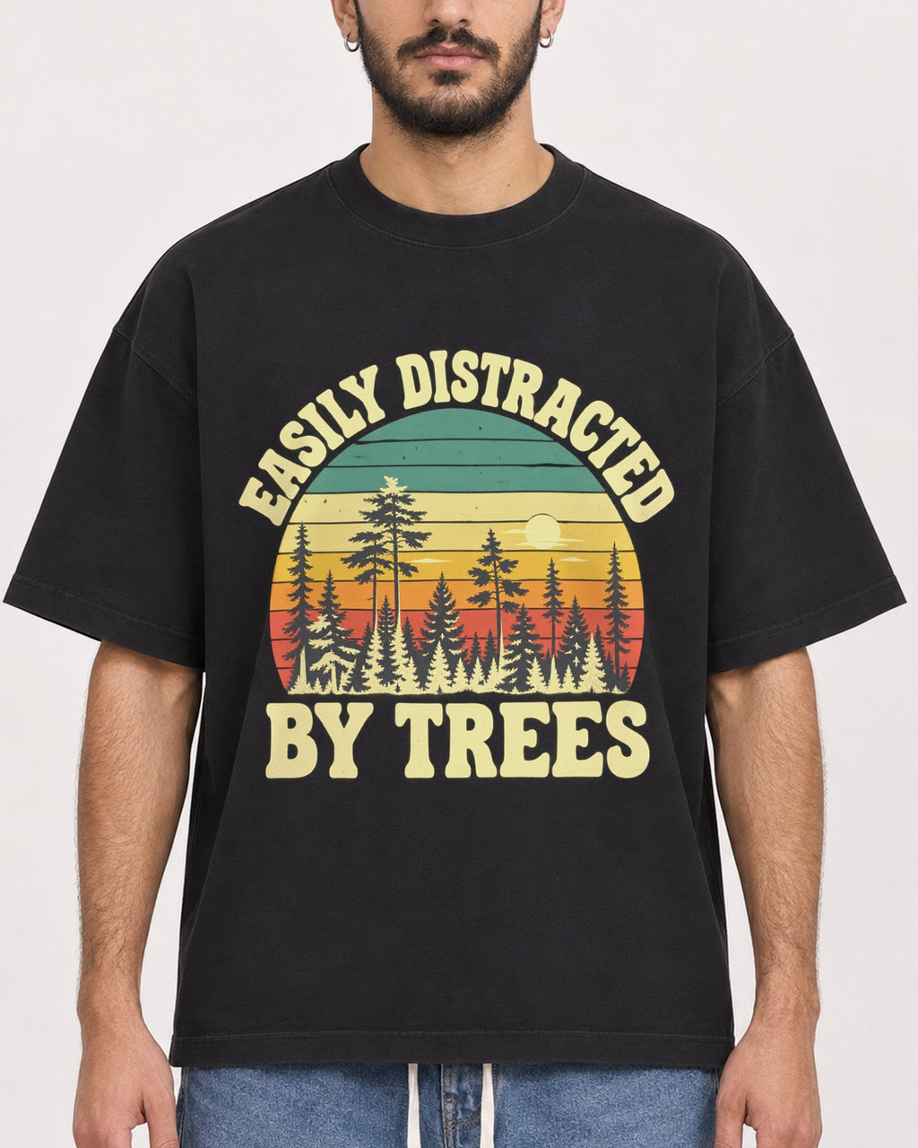 Mockup Boxy Heavyweight Tee Black male close-up 07