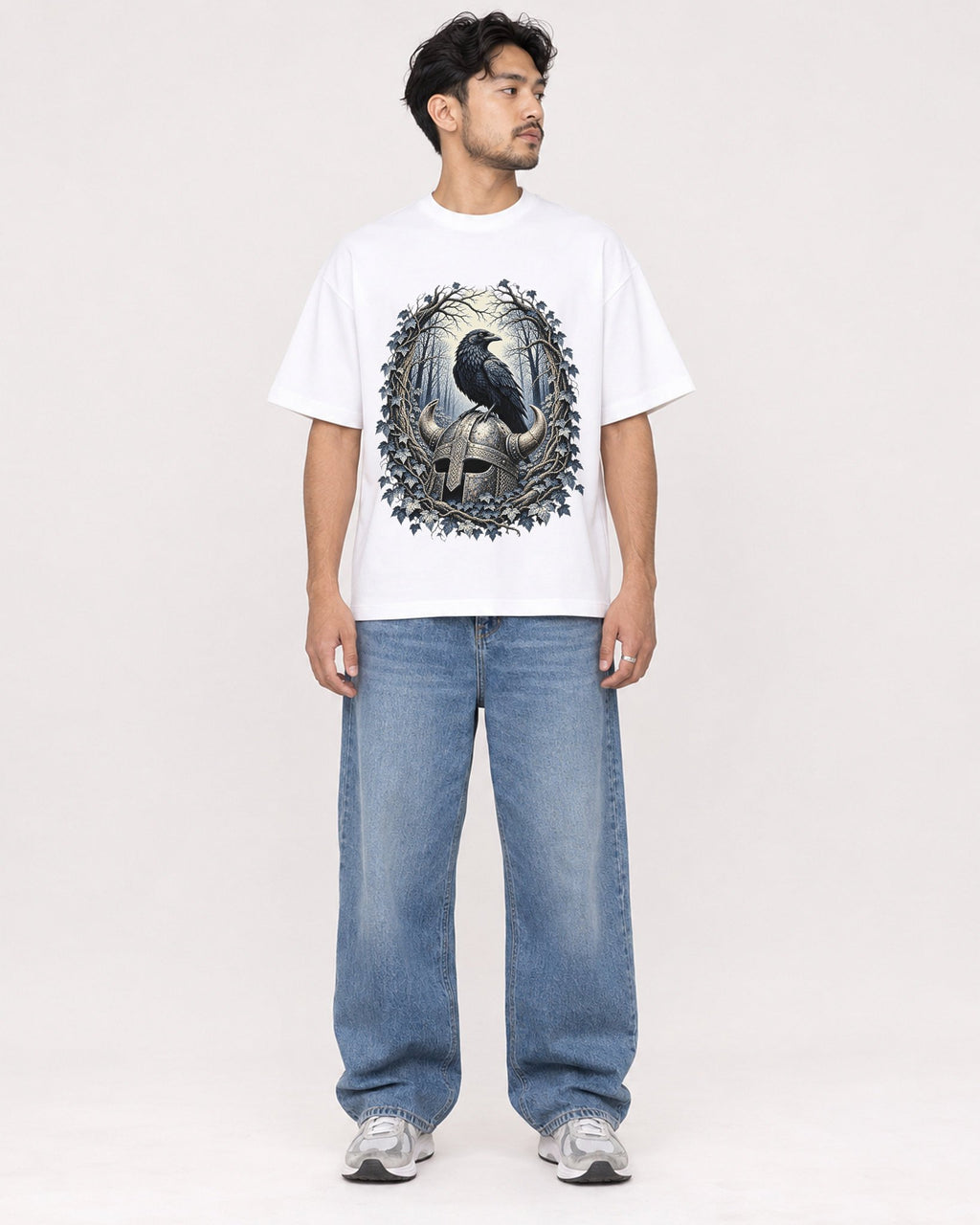 Mockup Boxy Heavyweight Tee White male full-body 02