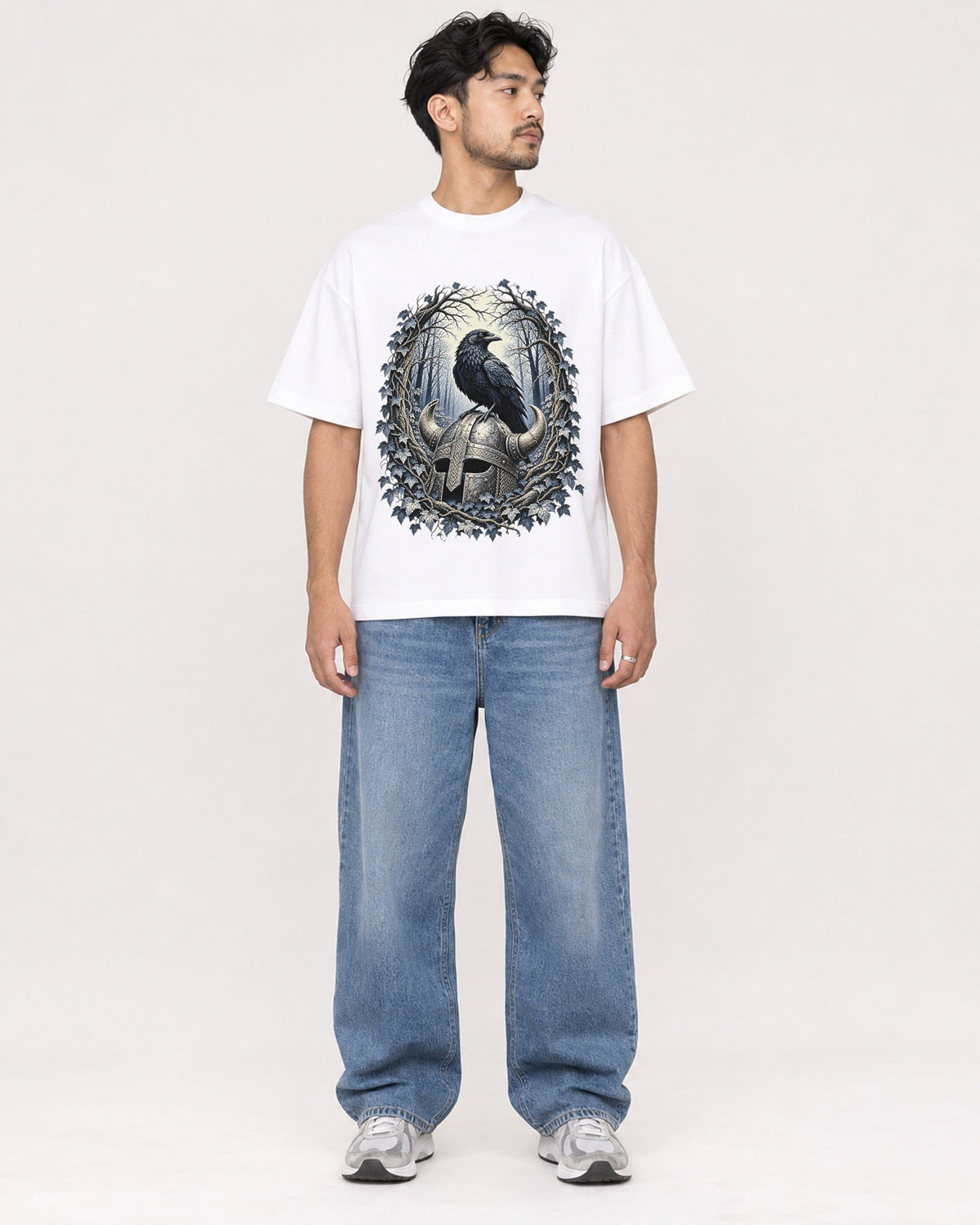 Mockup Boxy Heavyweight Tee White male full-body 02