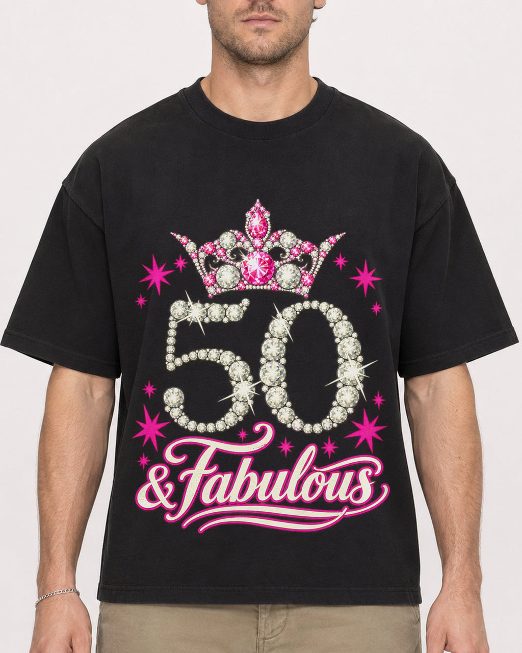 Mockup Boxy Heavyweight Tee Black male close-up 08