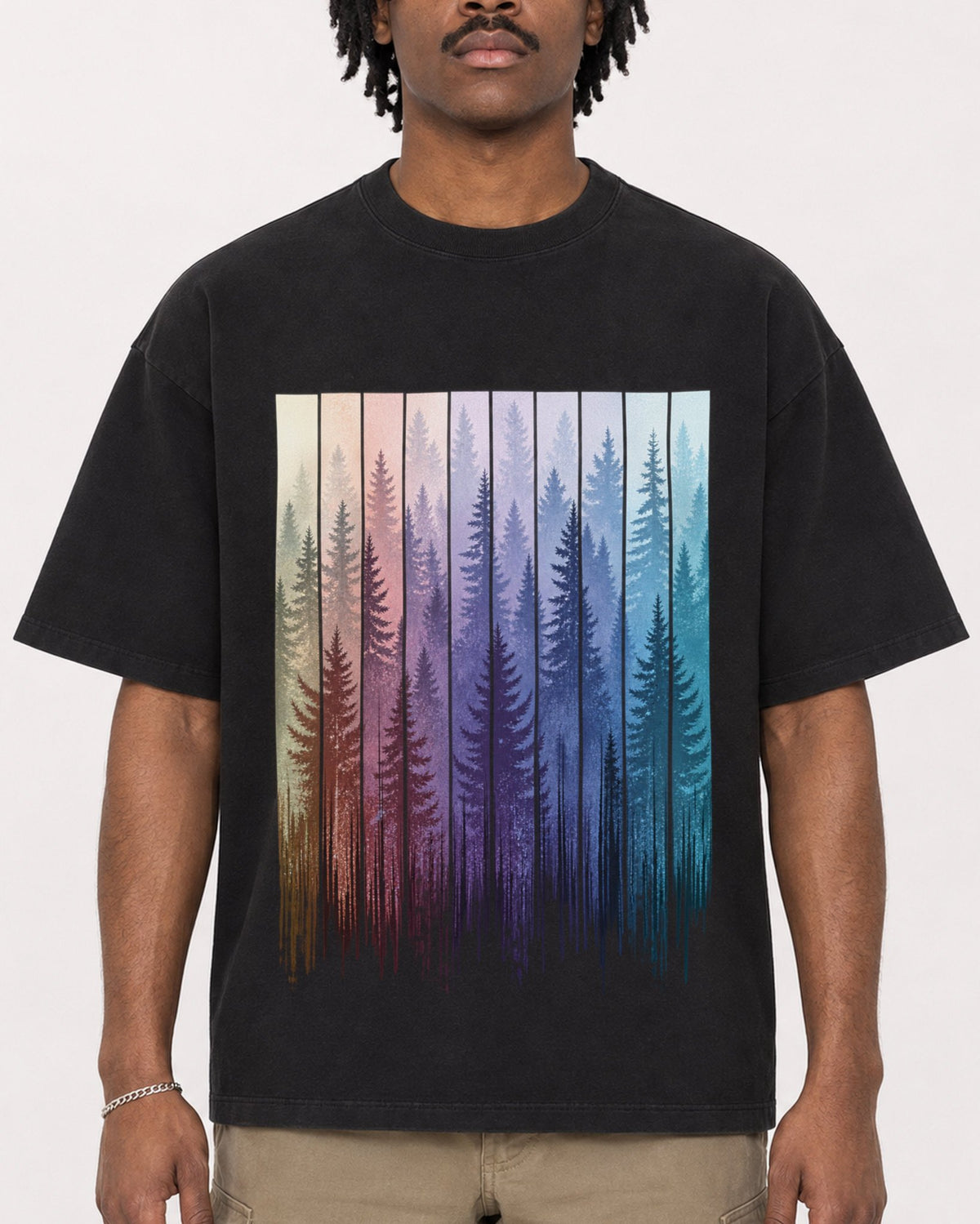 Mockup Boxy Heavyweight Tee Black male close-up 04