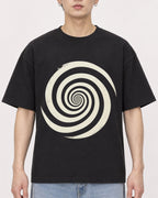 Mockup Boxy Heavyweight Tee Black male close-up 01