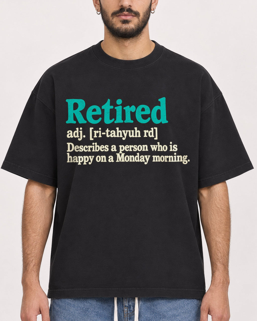 Mockup Boxy Heavyweight Tee Black male close-up 07