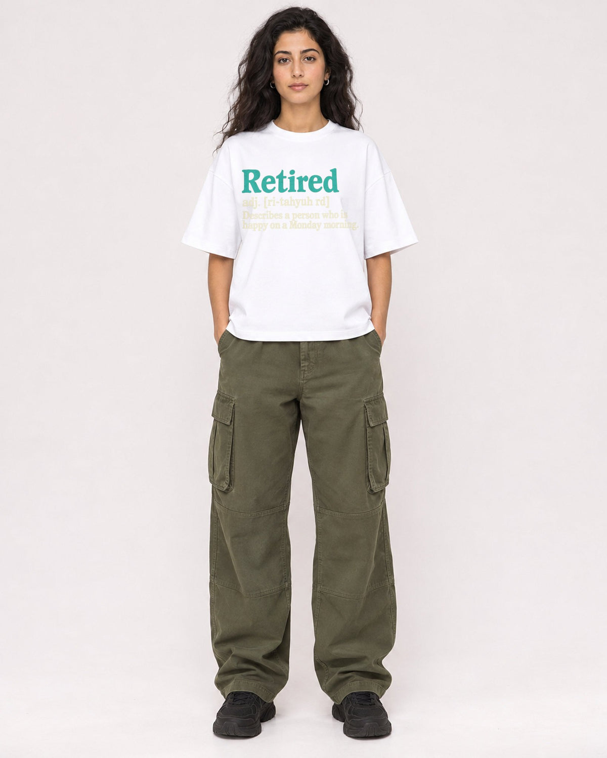 Mockup Boxy Heavyweight Tee White female full-body 07