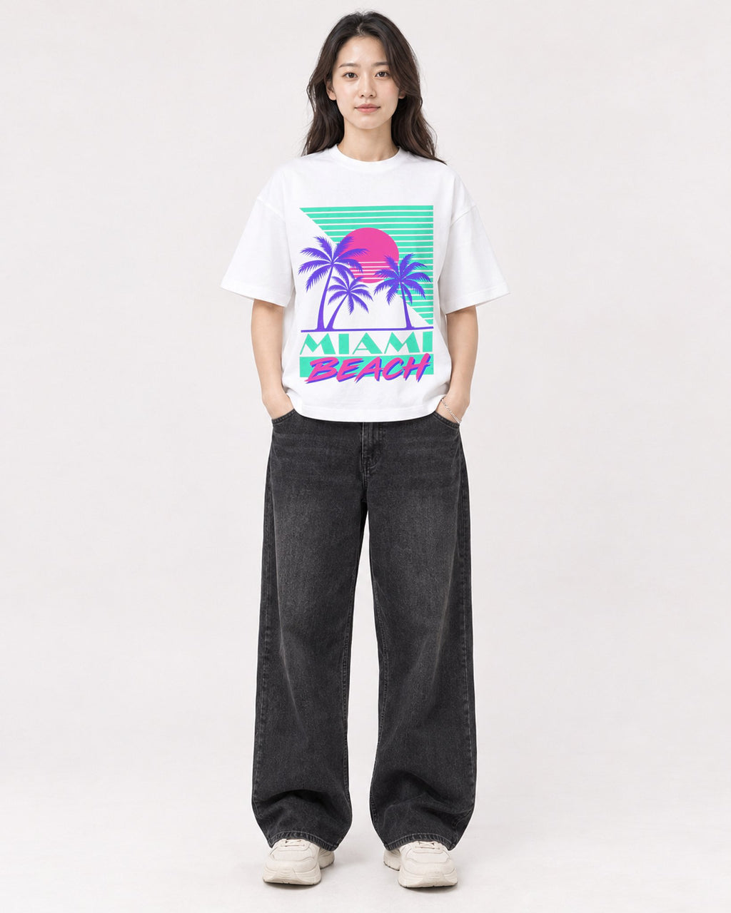 Mockup Boxy Heavyweight Tee White female full-body 03