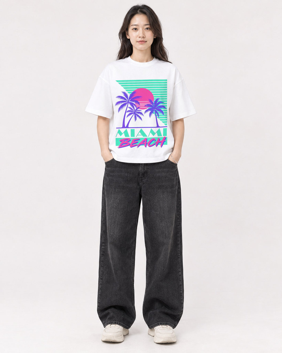Mockup Boxy Heavyweight Tee White female full-body 03