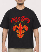 Mockup Boxy Heavyweight Tee Black male close-up 12