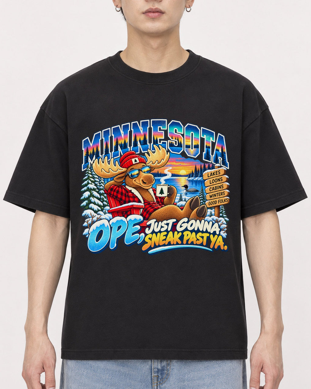 Mockup Boxy Heavyweight Tee Black male close-up 01