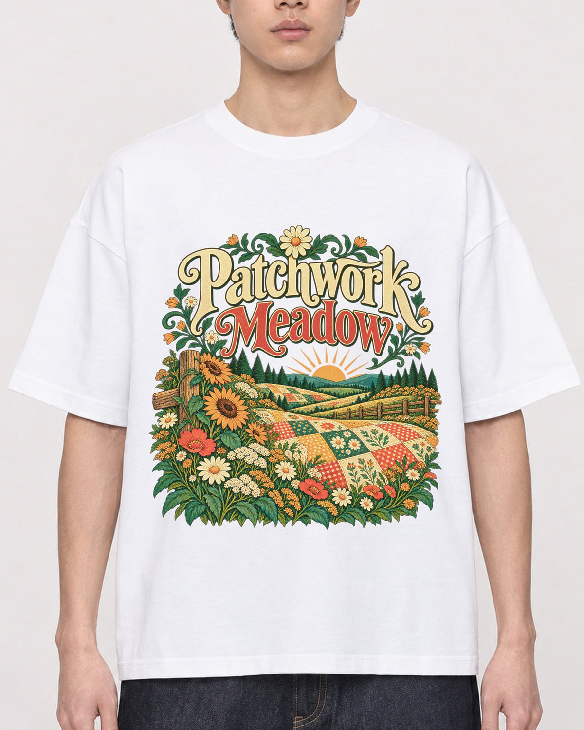 Mockup Boxy Heavyweight Tee White male close-up 01