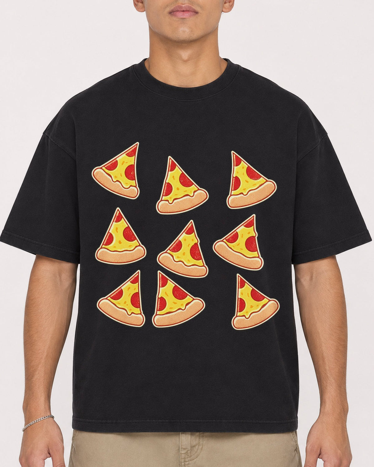 Mockup Boxy Heavyweight Tee Black male close-up 16