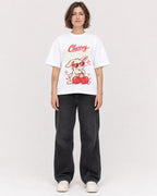 Mockup Boxy Heavyweight Tee White female full-body 18