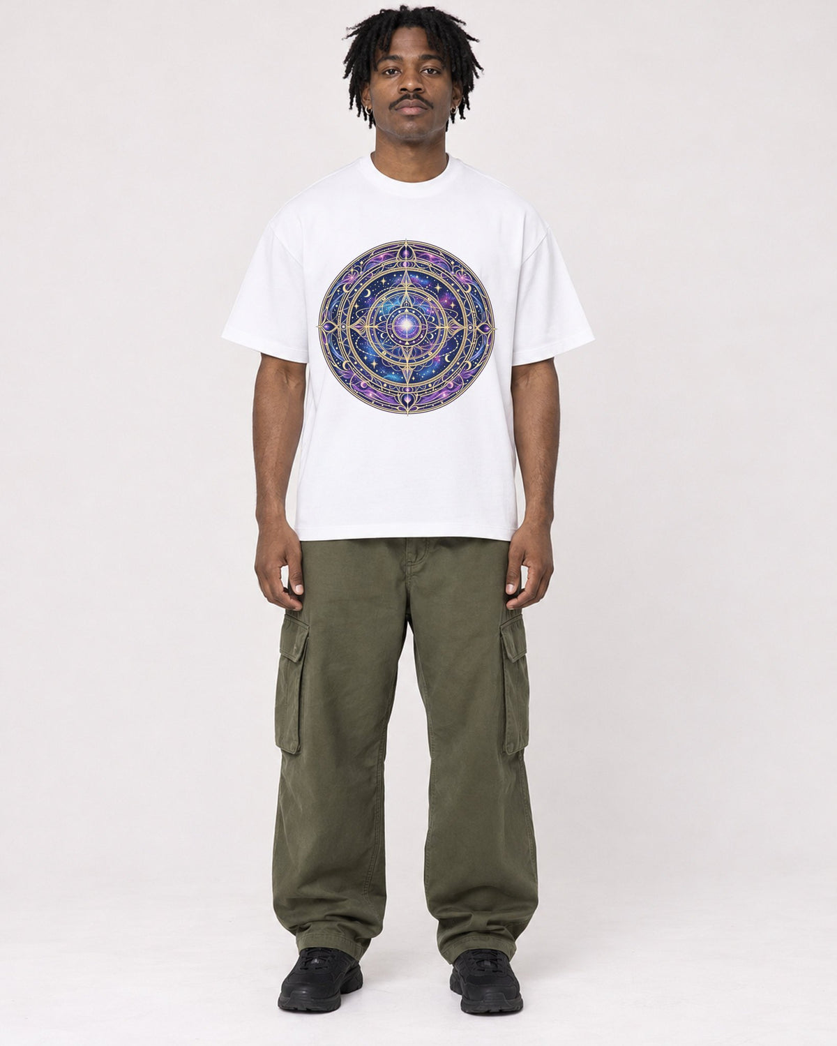 Mockup Boxy Heavyweight Tee White male full-body 04