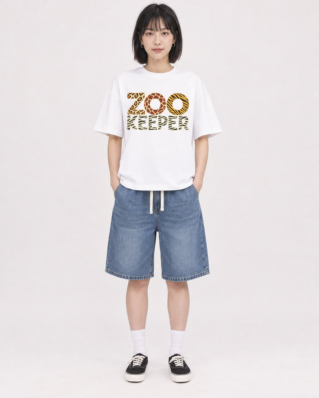 Mockup Boxy Heavyweight Tee White female full-body 11