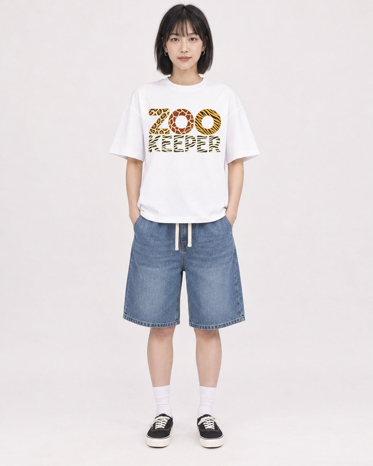 Mockup Boxy Heavyweight Tee White female full-body 11