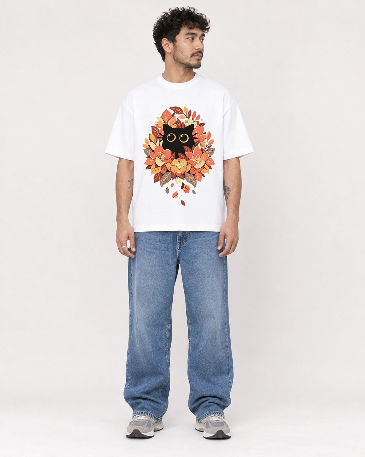 Mockup Boxy Heavyweight Tee White male full-body 42