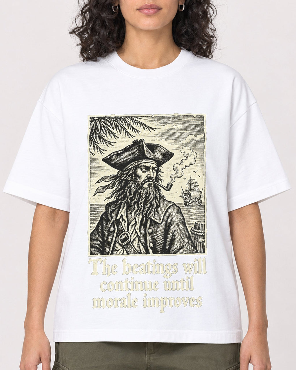 Mockup Boxy Heavyweight Tee White female close-up 27