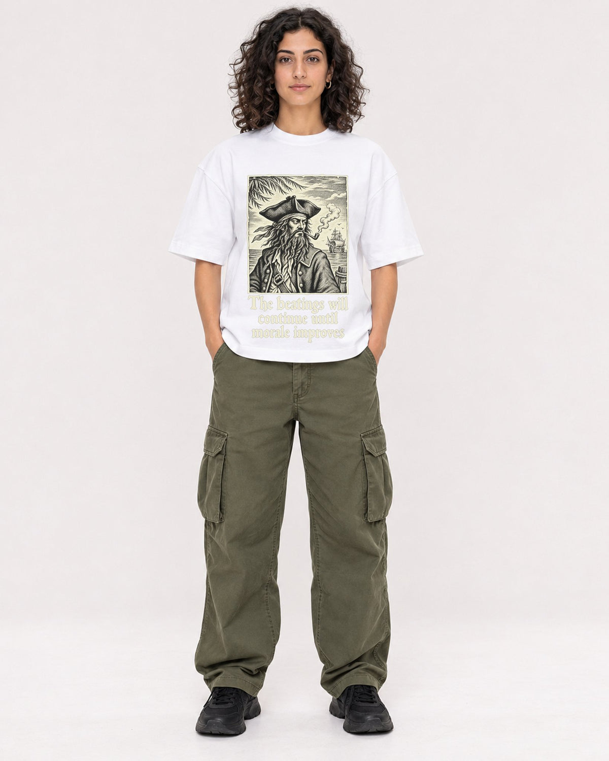 Mockup Boxy Heavyweight Tee White female full-body 27