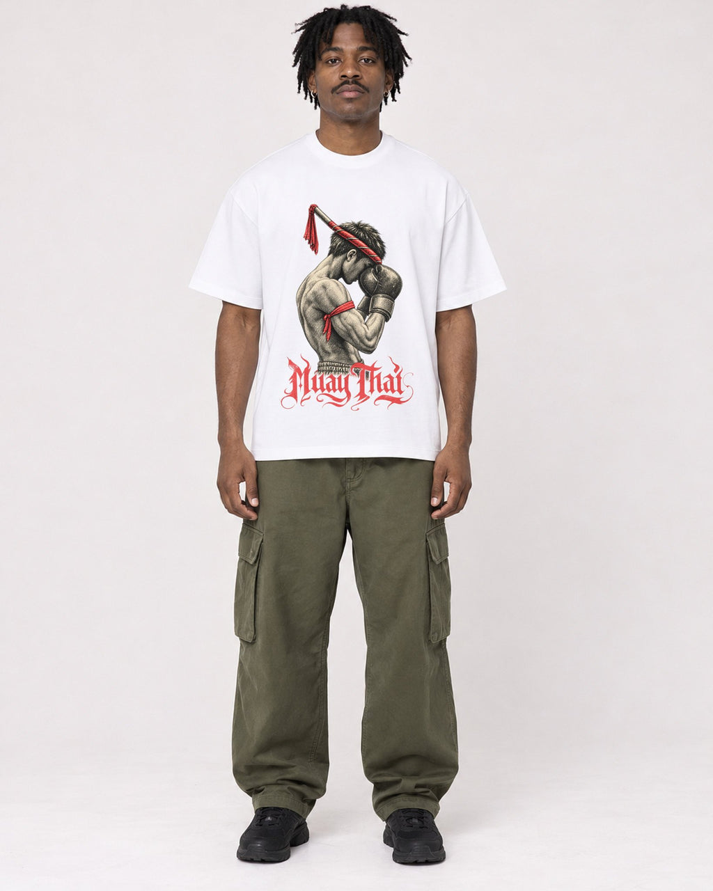 Mockup Boxy Heavyweight Tee White male full-body 04