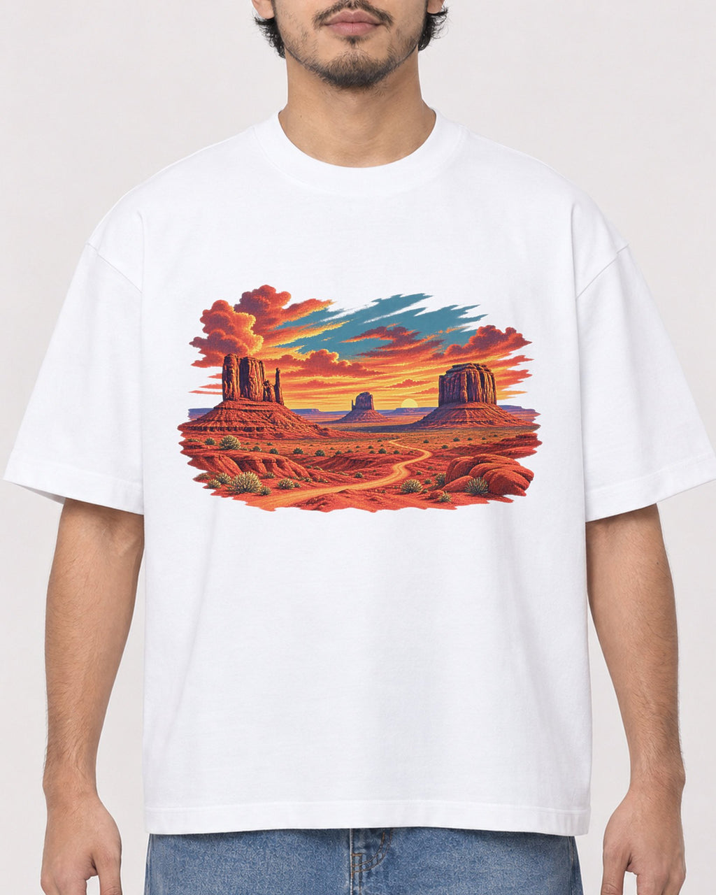 Mockup Boxy Heavyweight Tee White male close-up 02