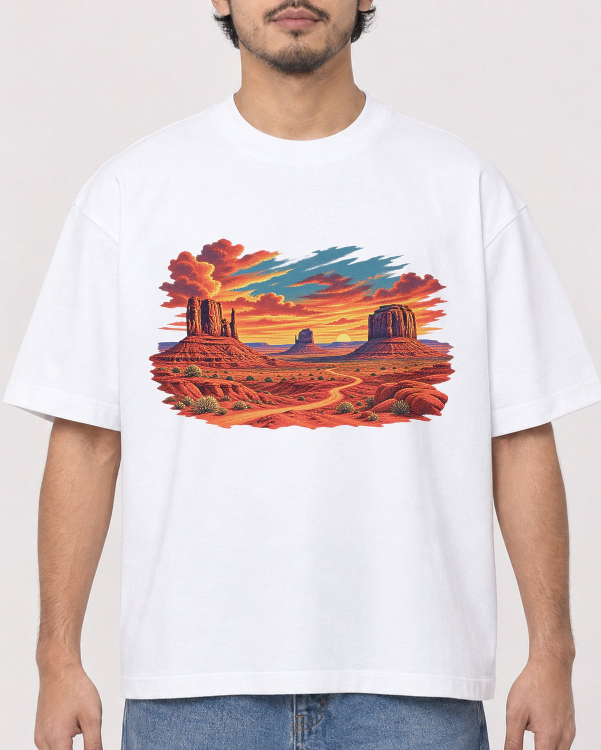 Mockup Boxy Heavyweight Tee White male close-up 02