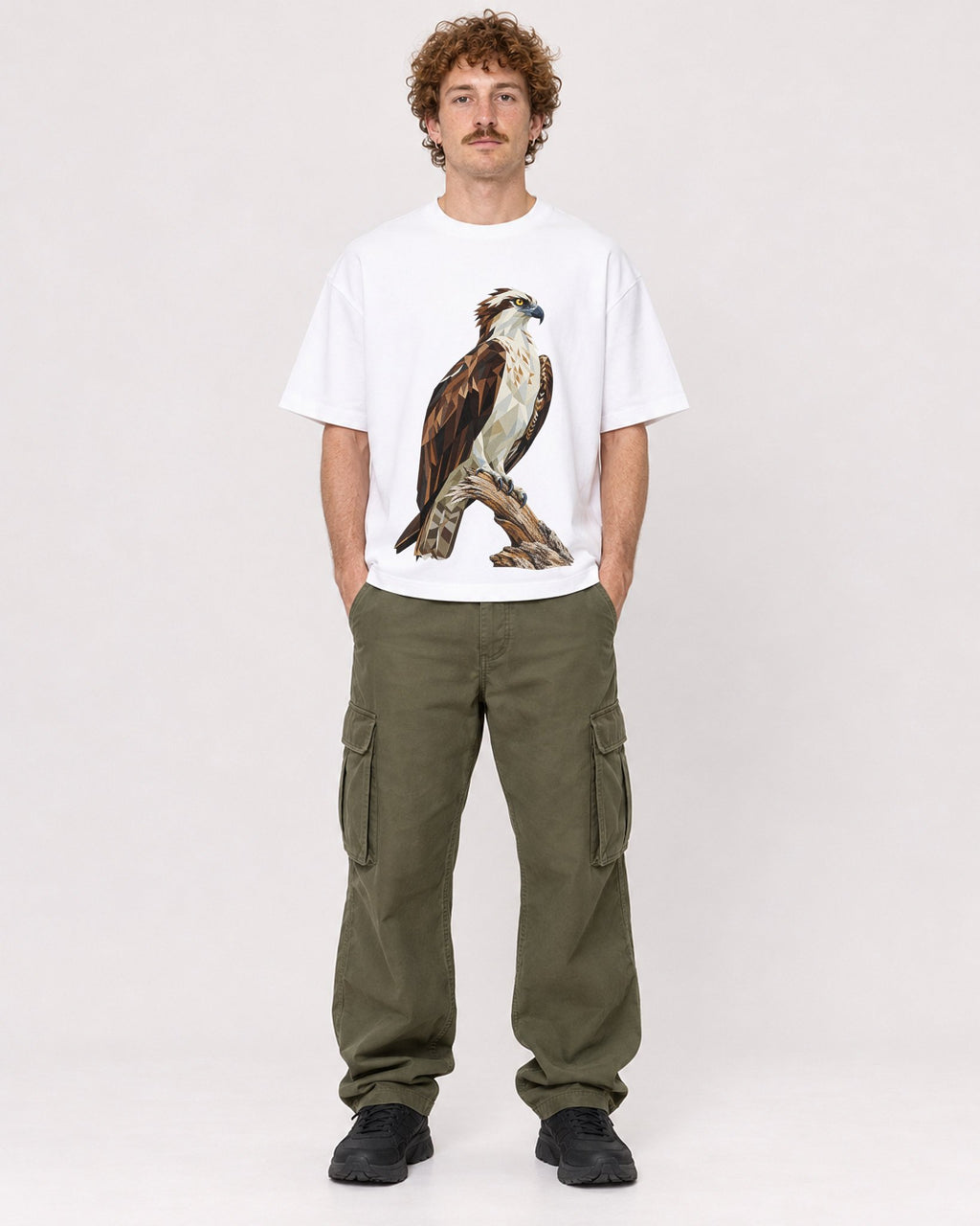 Mockup Boxy Heavyweight Tee White male full-body 09