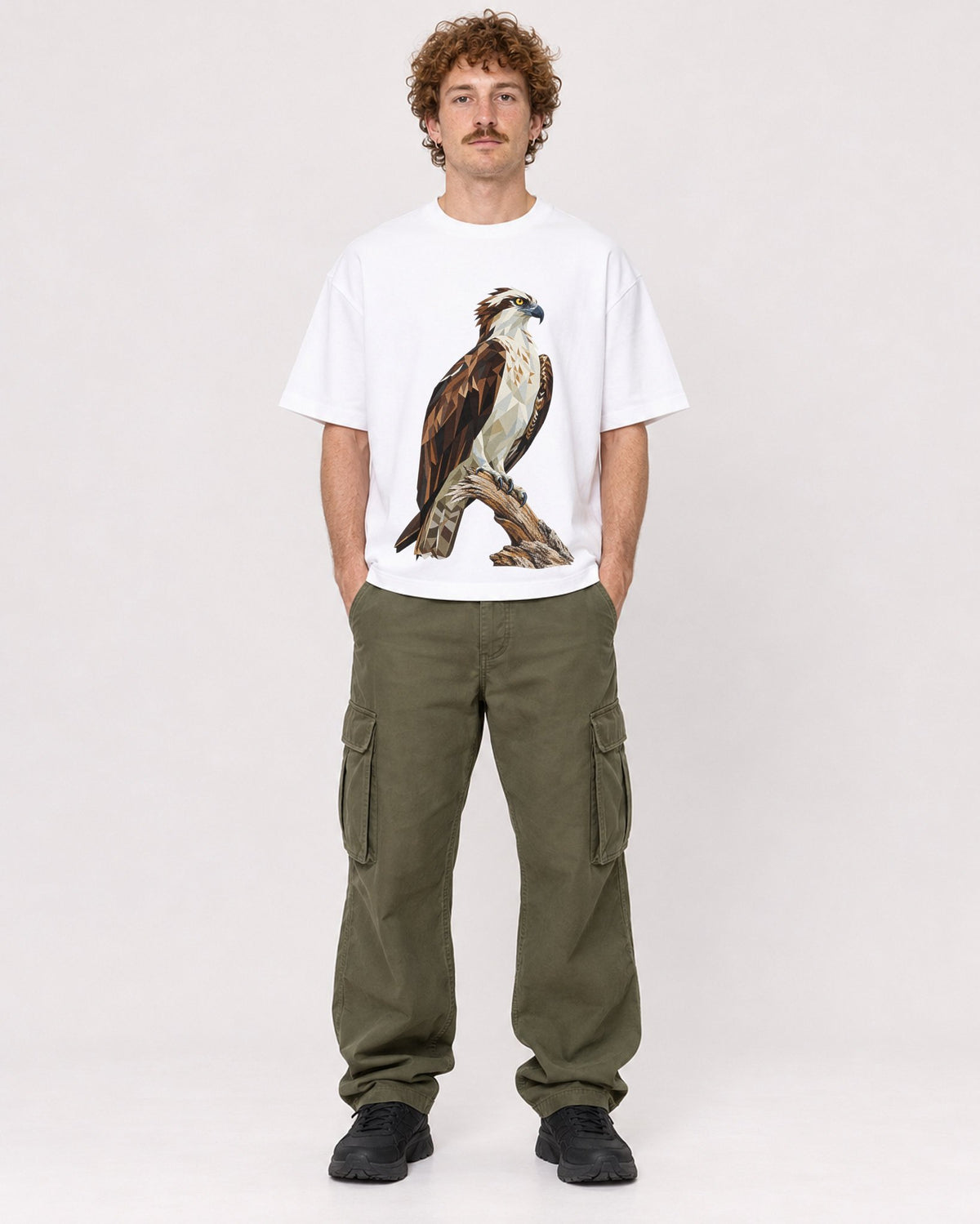 Mockup Boxy Heavyweight Tee White male full-body 09