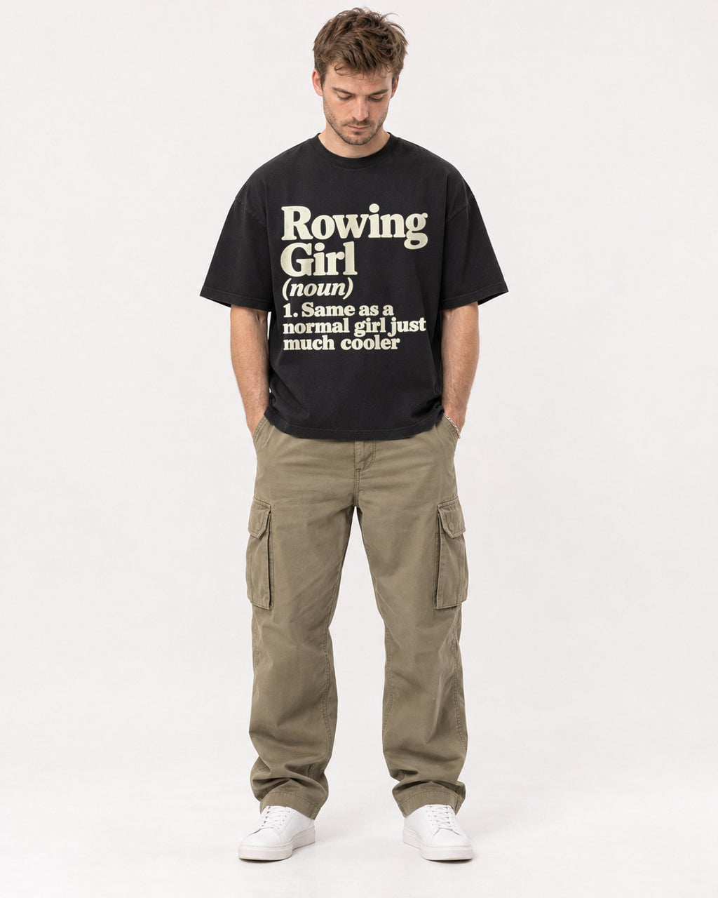 Mockup Boxy Heavyweight Tee Black male full-body 08
