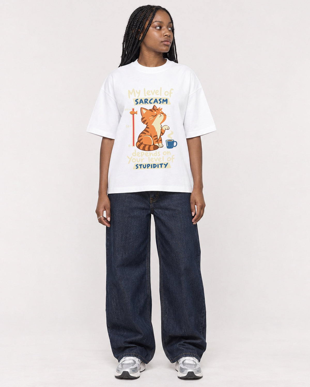 Mockup Boxy Heavyweight Tee White female full-body 04
