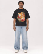 Mockup Boxy Heavyweight Tee Black male full-body 05